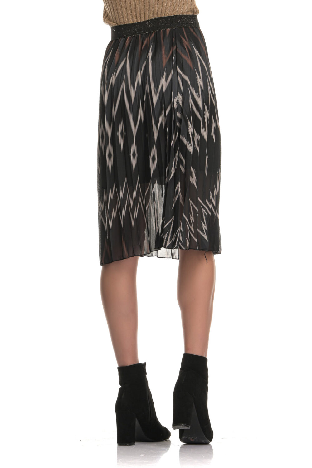 Leopard pleated skirt with beige-black elastic