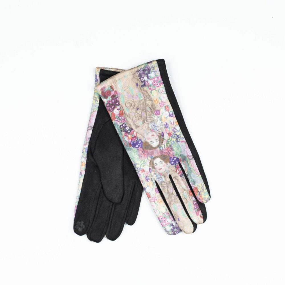 gloves with pink table pattern