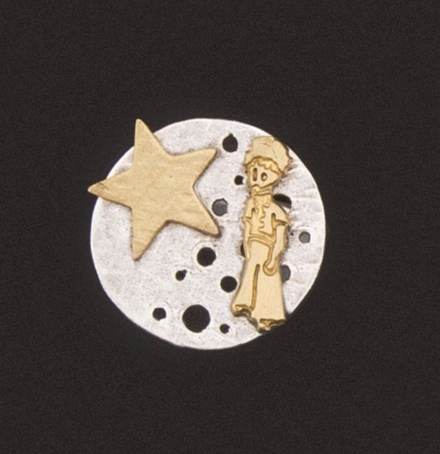 Δαχτυλίδι με σχέδιο μικρός πρίγκιπας και αστέρι ασημί και χρυσό