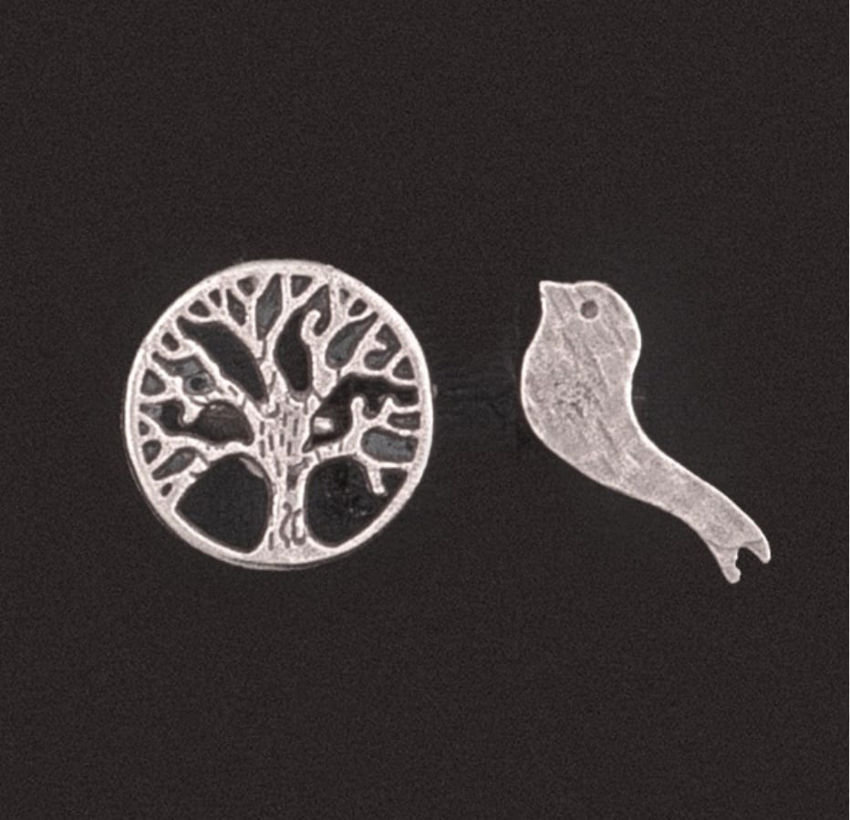 Δαχτυλίδι με διπλό σχέδιο δέντρο της ζωής και πουλάκι ασημί