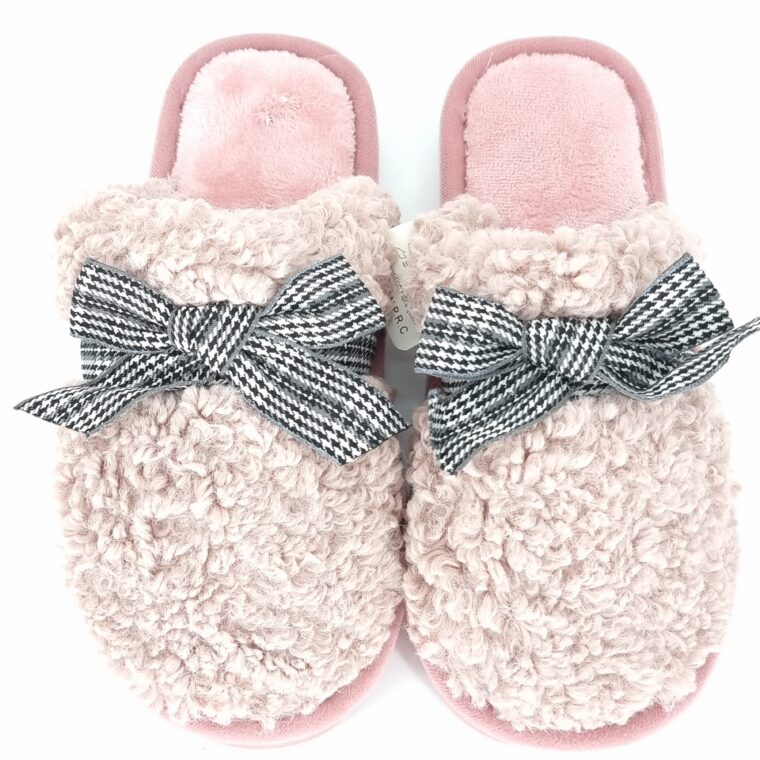 Slippers with bow pink