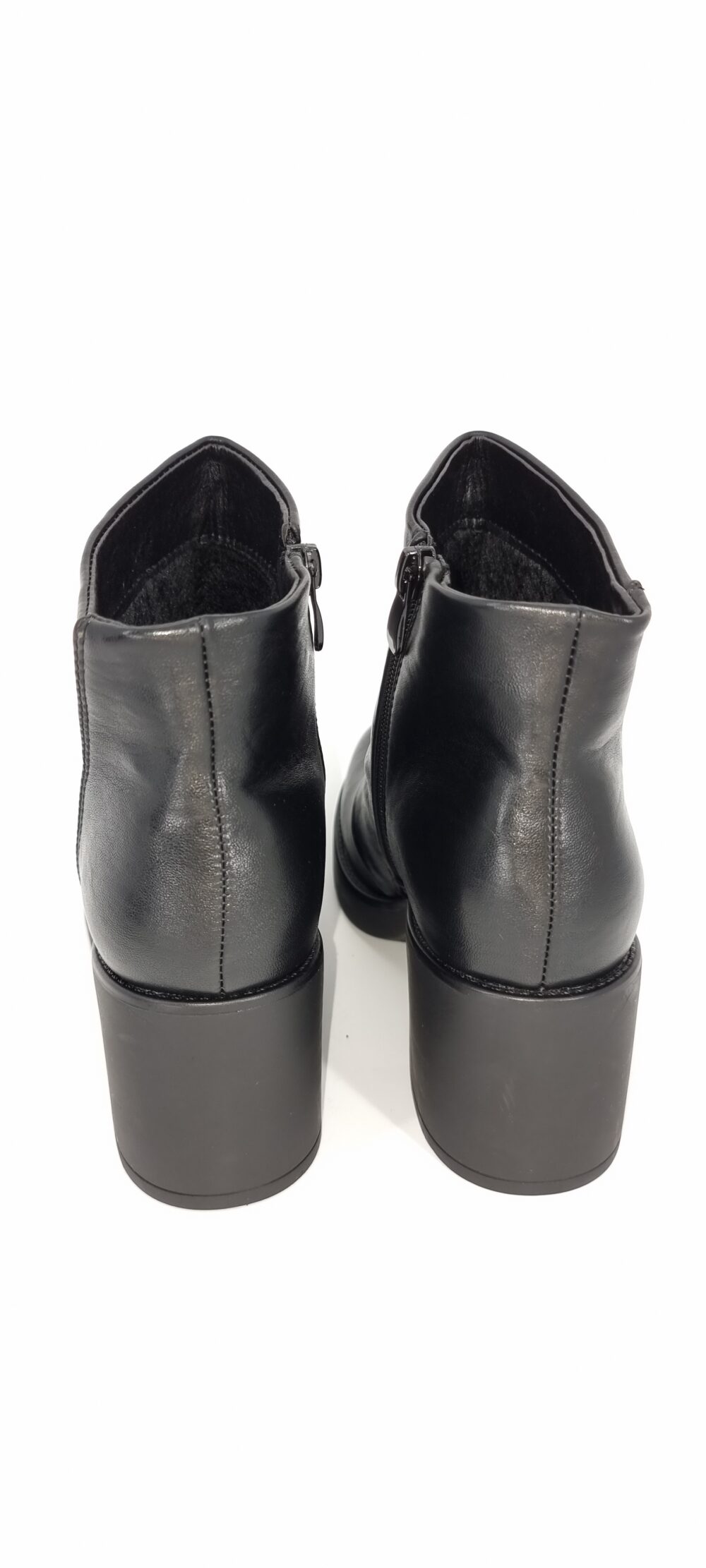 Round toe boot and low thick heel black