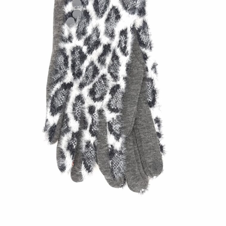 Γάντια με animal print μοτίβο άσπρο μαύρο