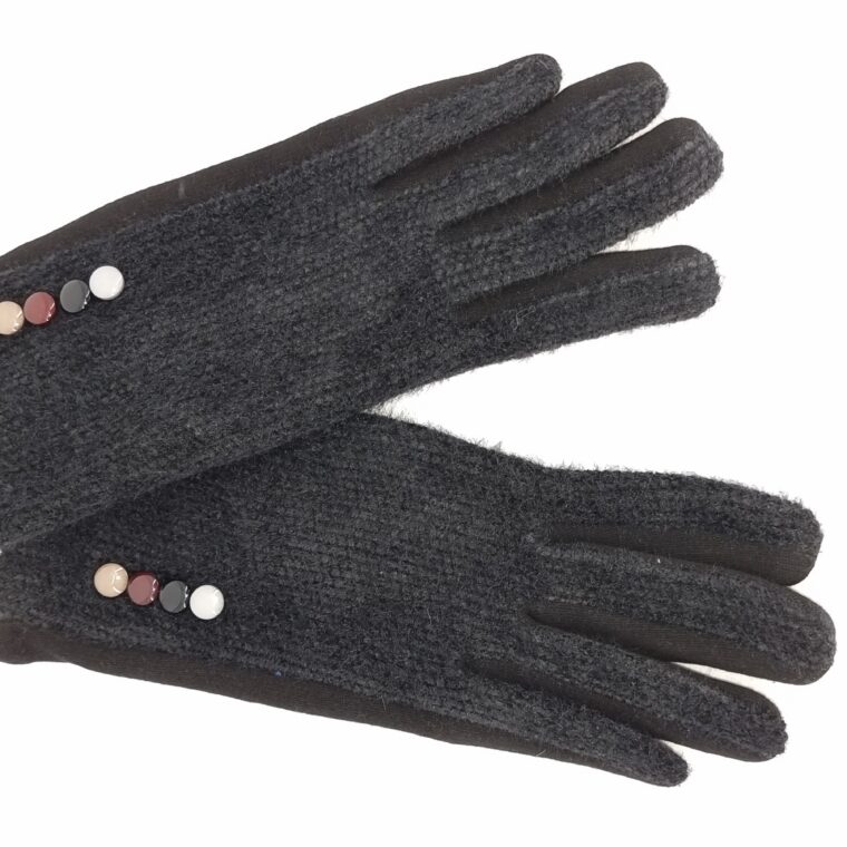 Μαύρα γάντια με διακοσμητικά κουμπάκια