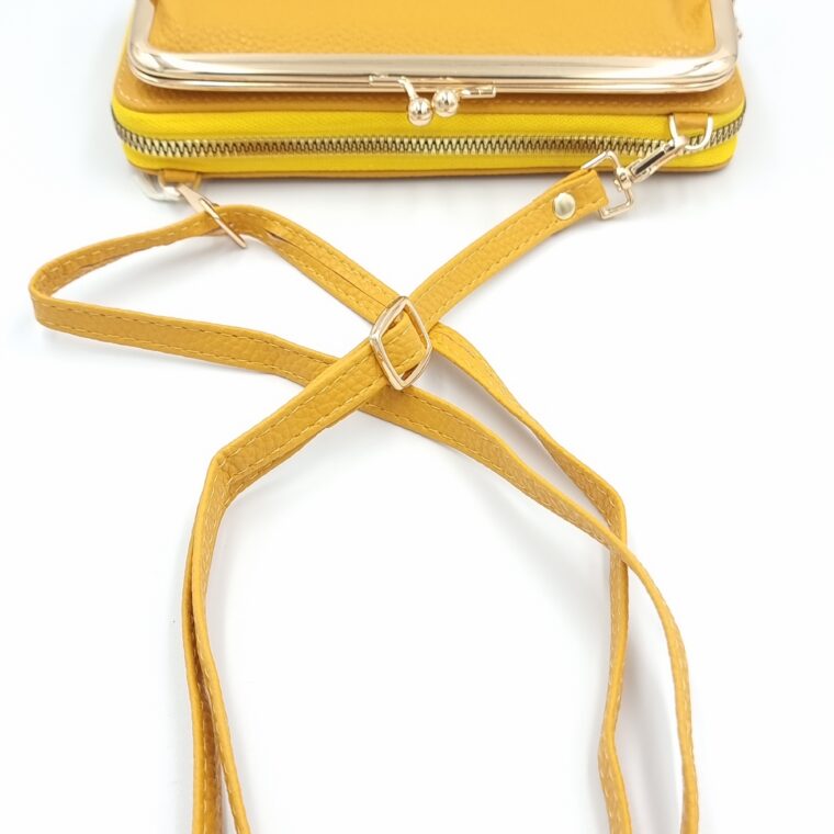 Τσαντάκι πορτοφόλι με θήκες χιαστί κίτρινο
