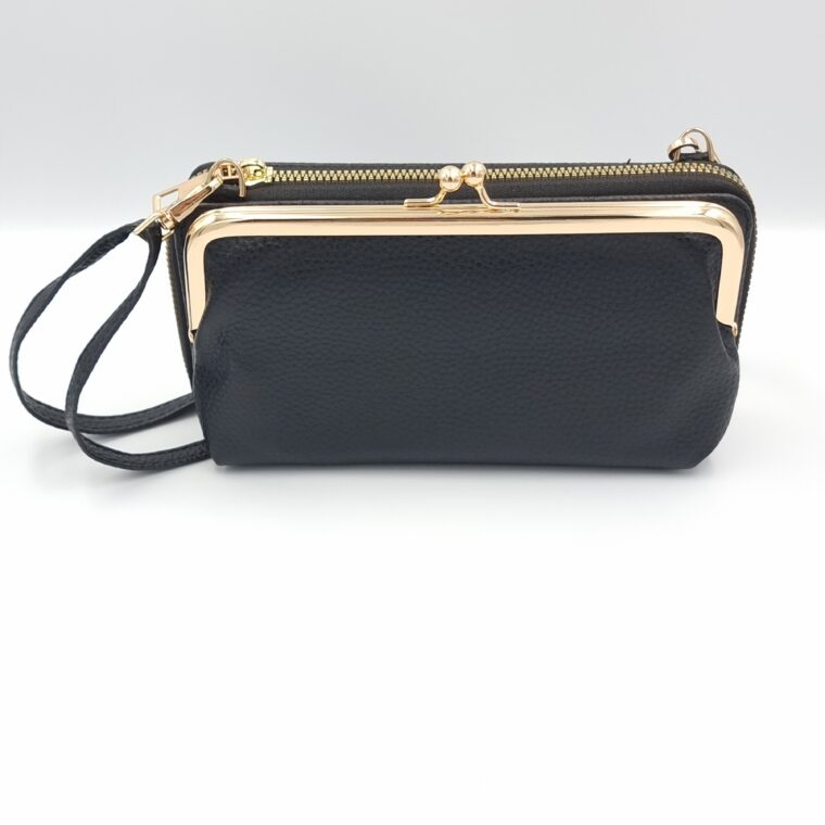 Wallet bag with cases with clip cross black