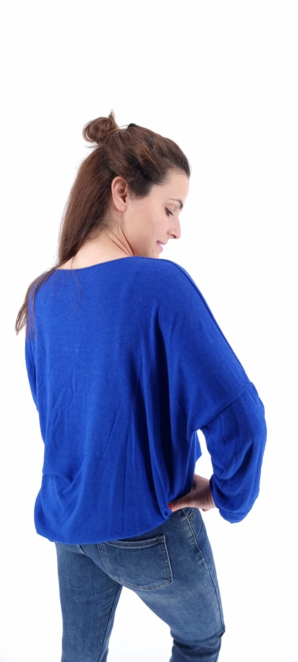 Blue V-neck blouse