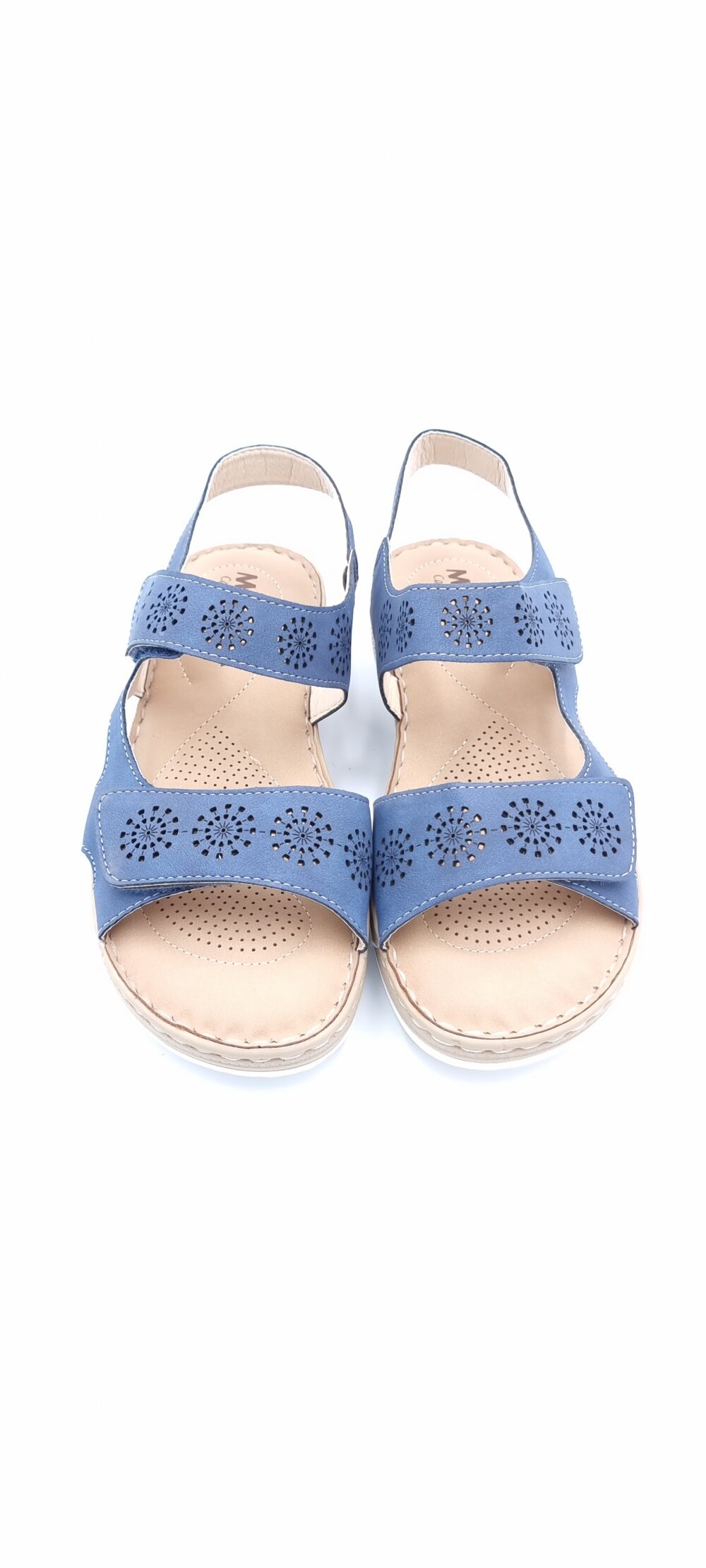 Sandal with adjustable perforated straps blue