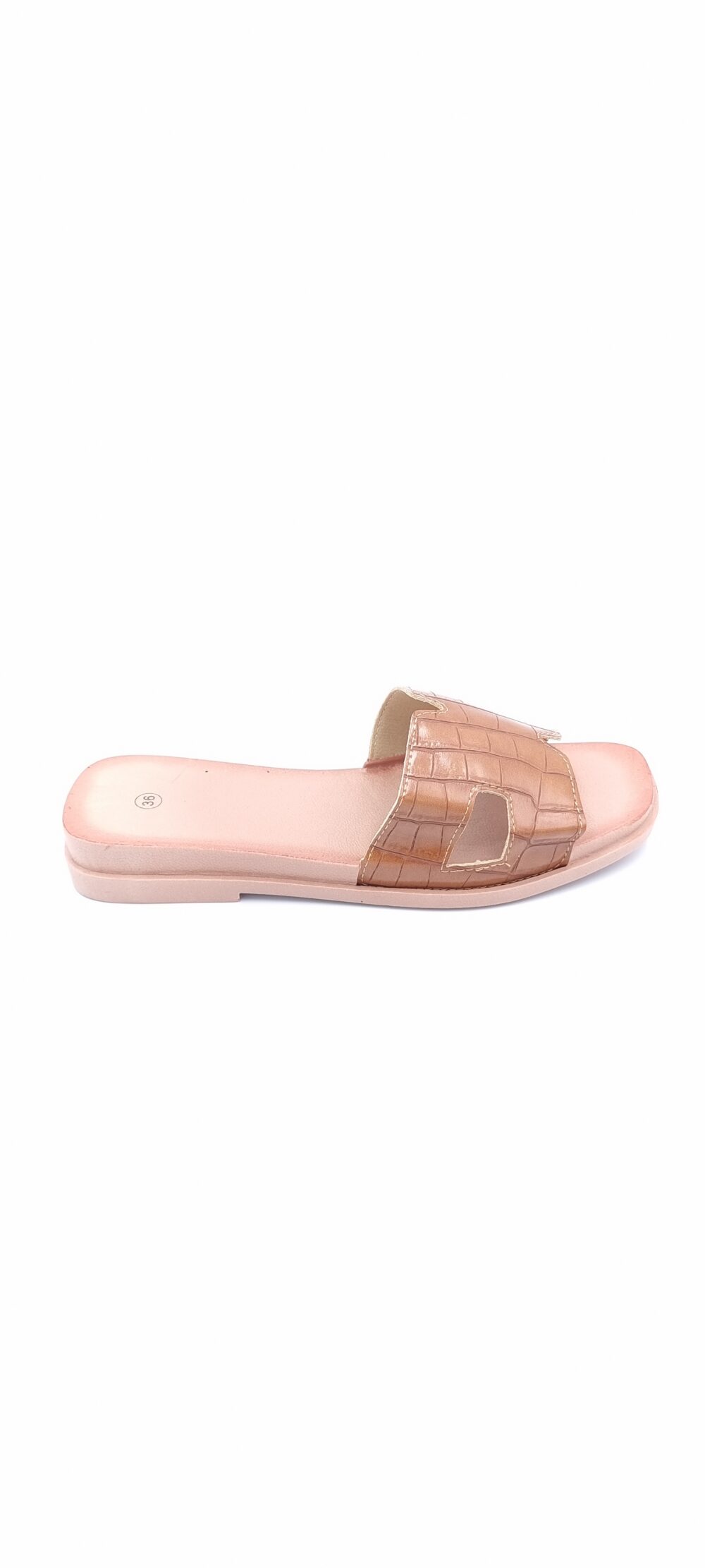 Crocodile brown slipper sandal