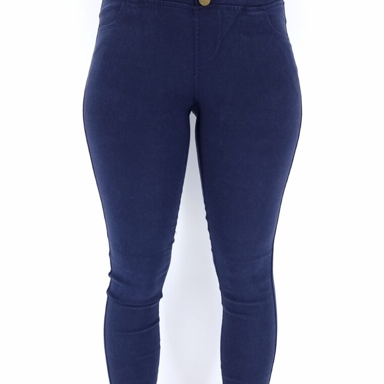High-waisted leggings with decorative buttons blue