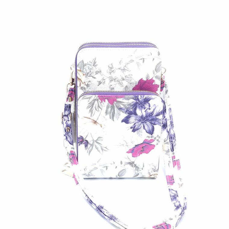 Purse bag with cross cases floral purple