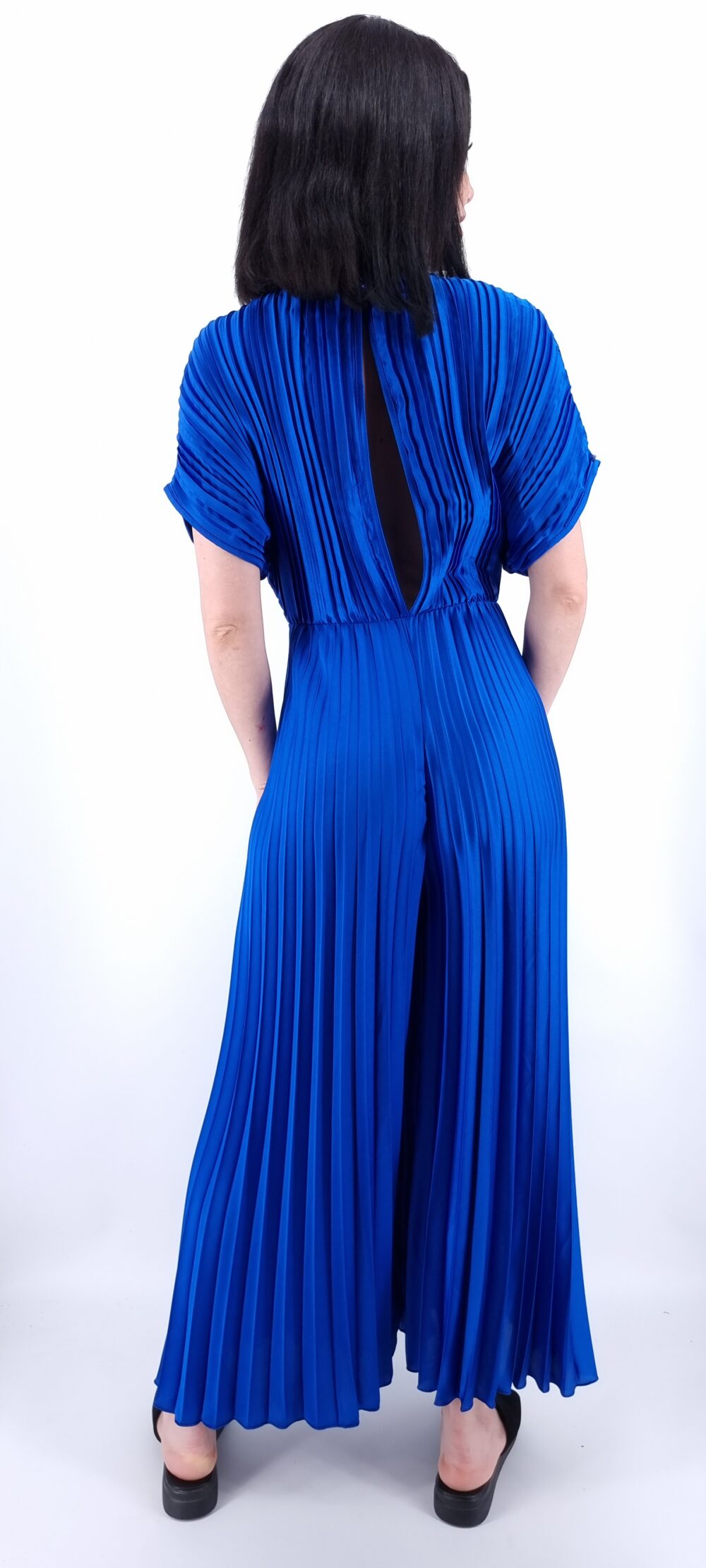 Pleated bodysuit with short sleeves blue