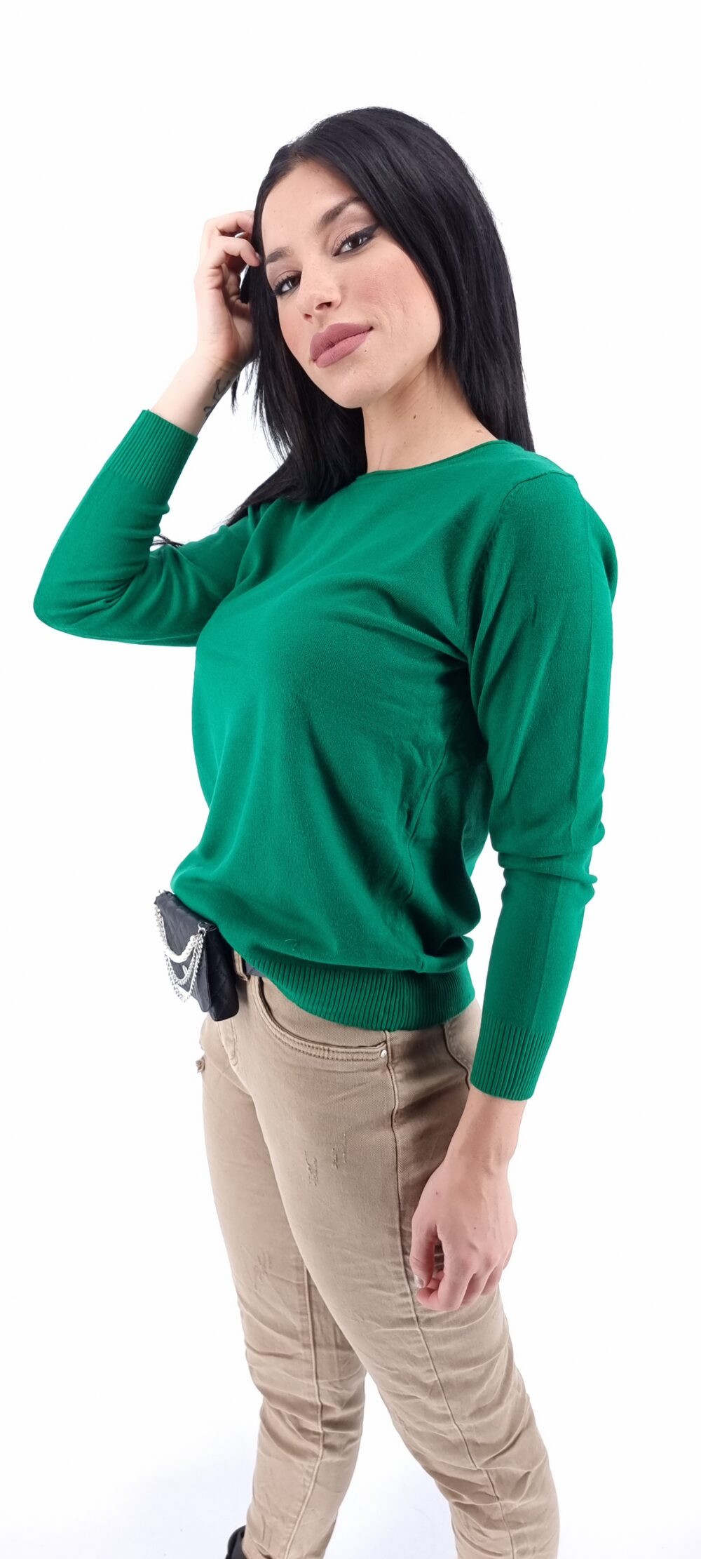 Μπλούζα ελαστική με λαιμόκοψη πράσινο