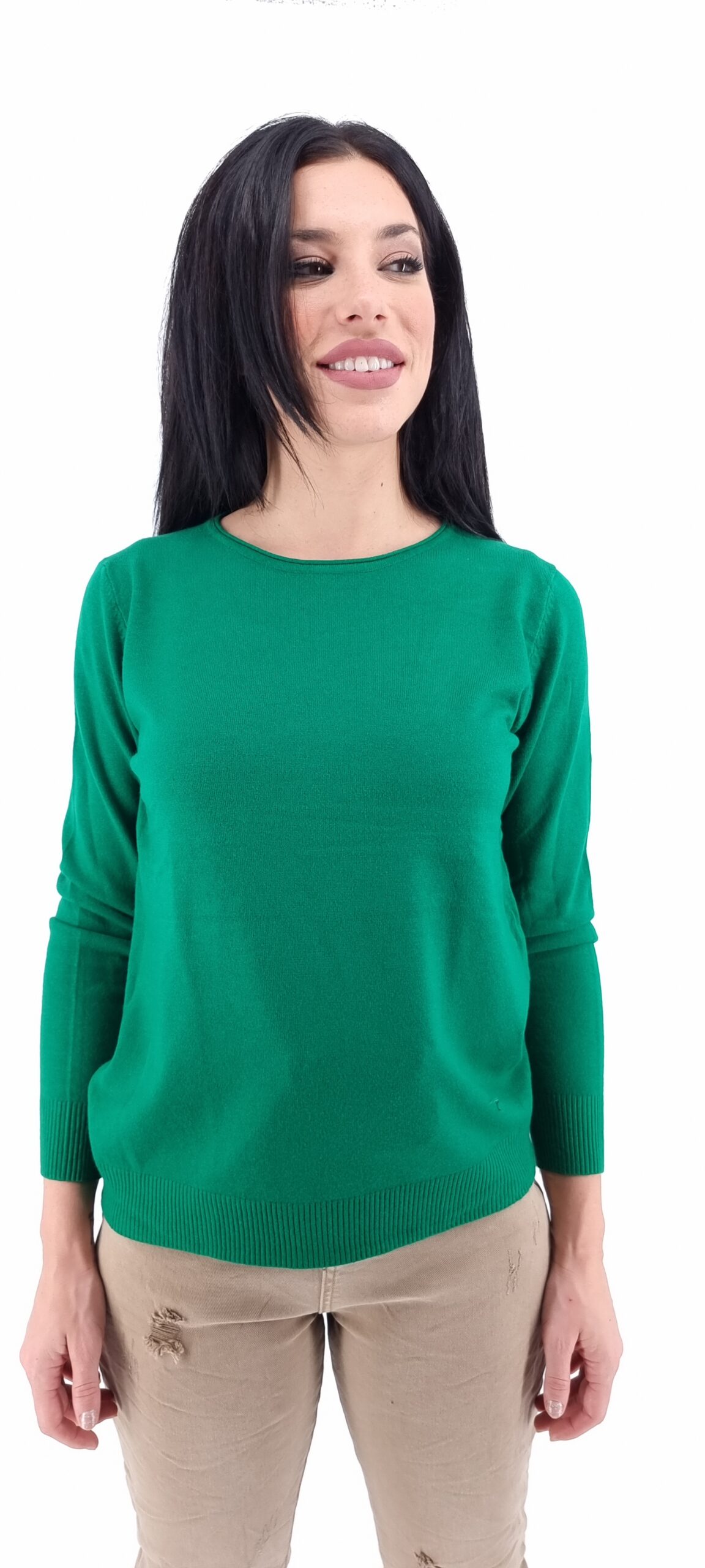 Μπλούζα ελαστική με λαιμόκοψη πράσινο
