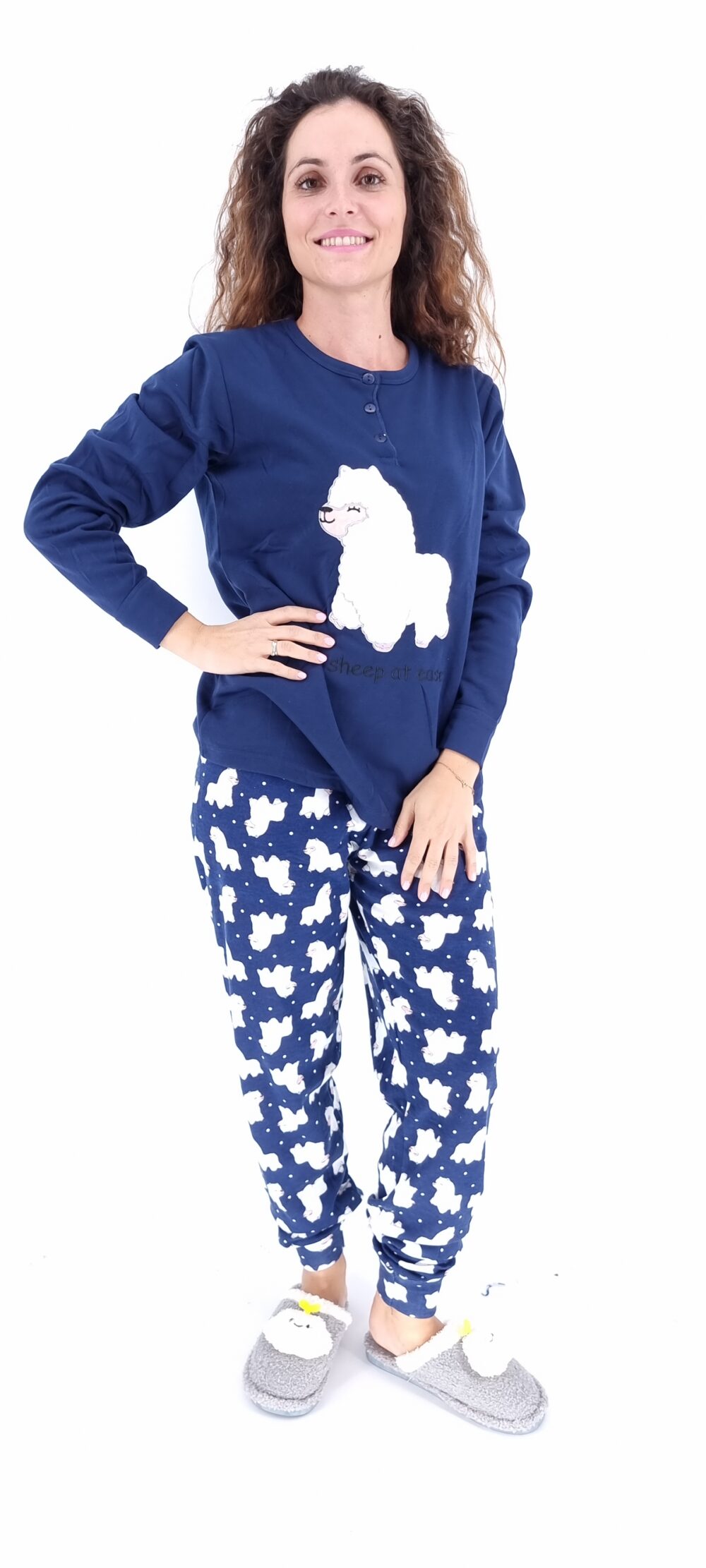 Πιτζάμες με μοτίβο προβατάκι μπλε