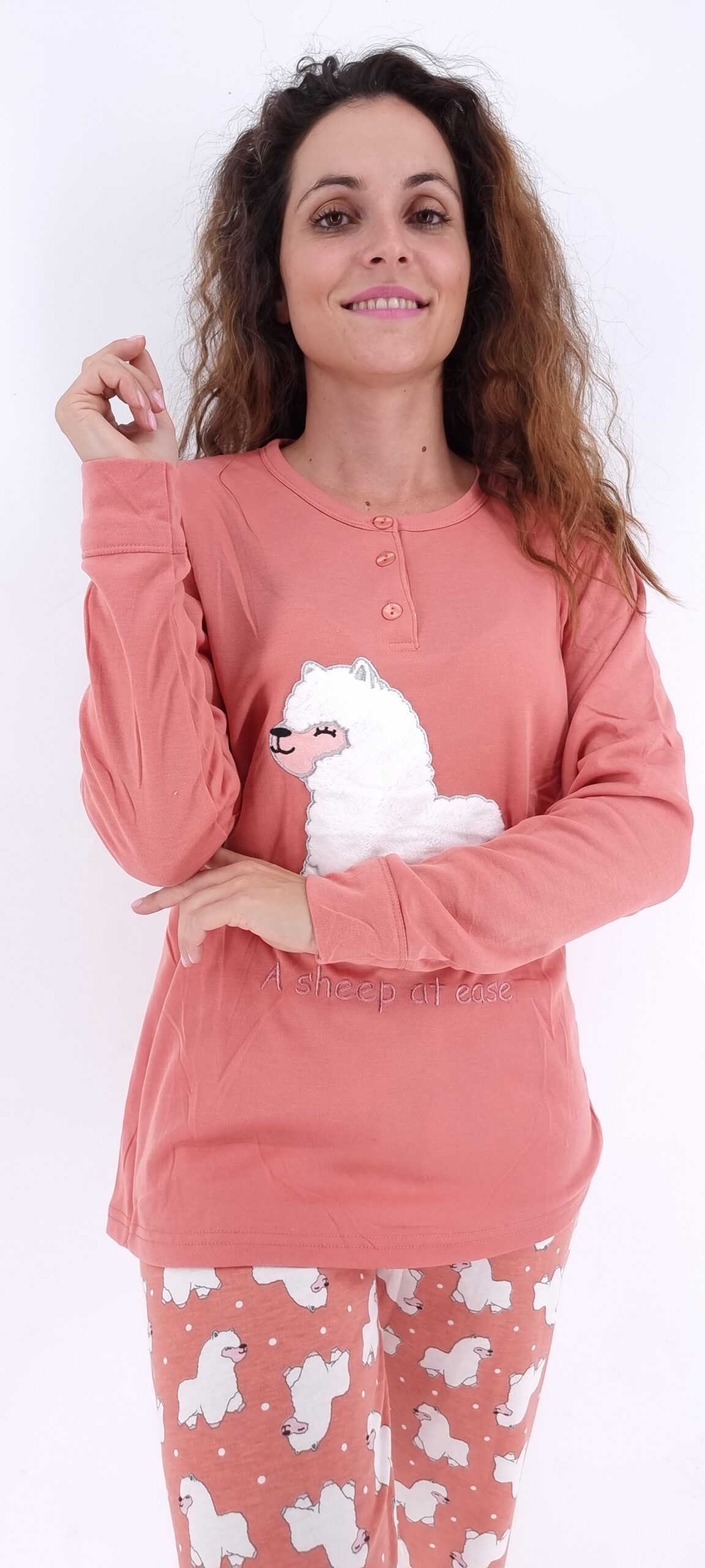 Πιτζάμες με μοτίβο προβατάκι ροζ