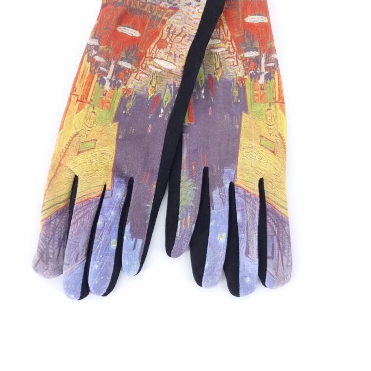 Γάντια με μοτίβο πίνακα ζωγραφικής σε μωβ αποχρώσεις
