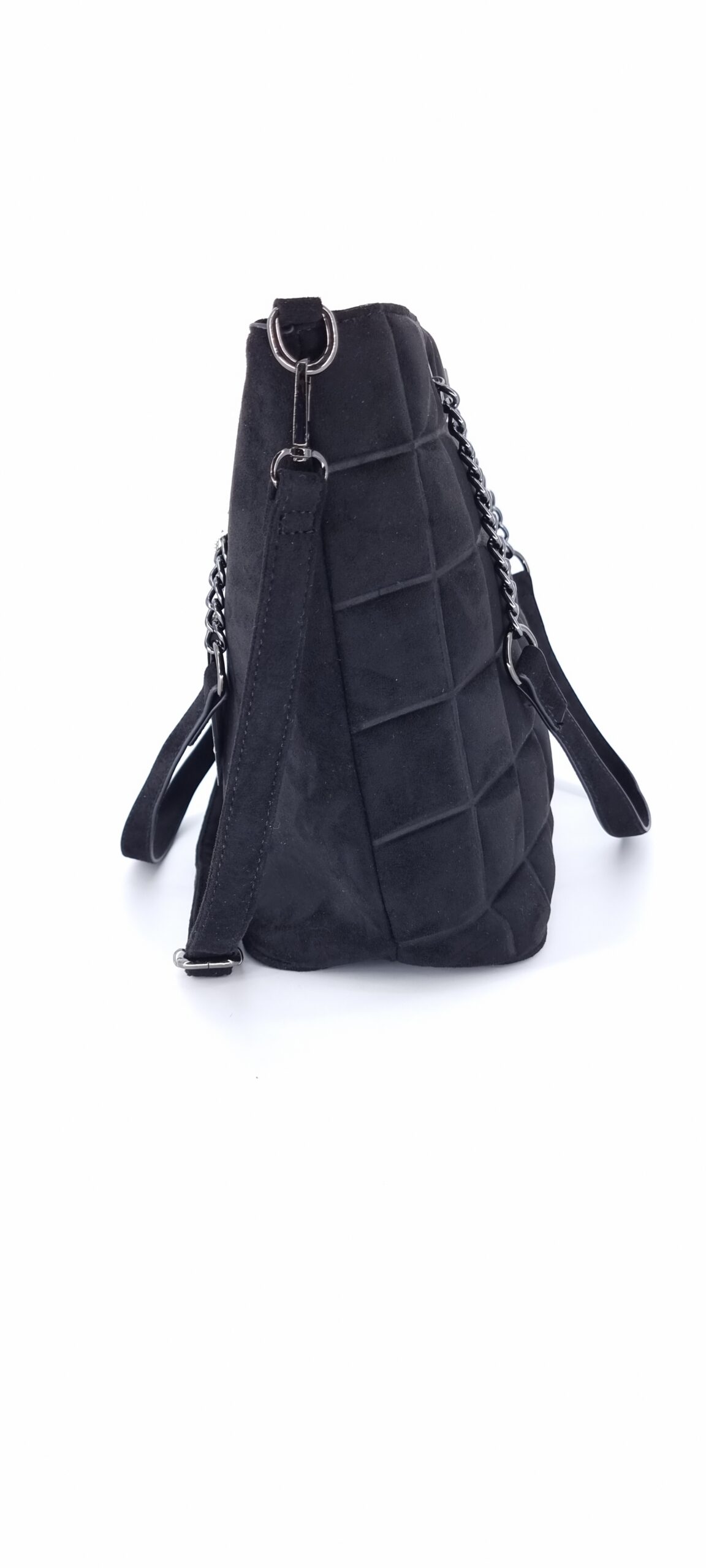 Τσάντα ώμου σουέτ με χιαστί λουράκι μαύρο