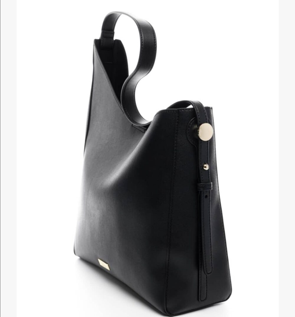 Τσάντα ώμου μαύρη με έξτρα τσαντάκι σε print ζέβρας veta bags accesories