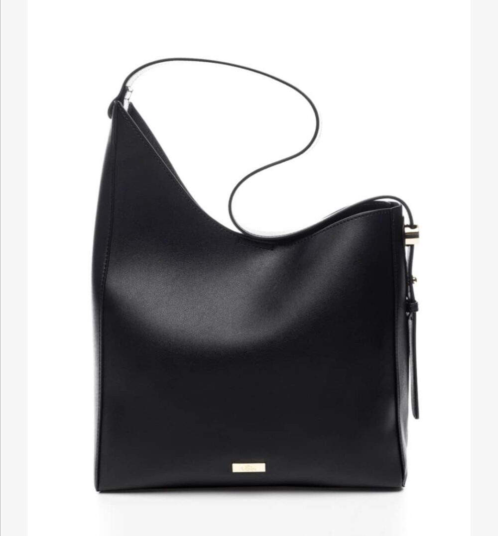 Τσάντα ώμου μαύρη με έξτρα τσαντάκι σε print ζέβρας veta bags accesories
