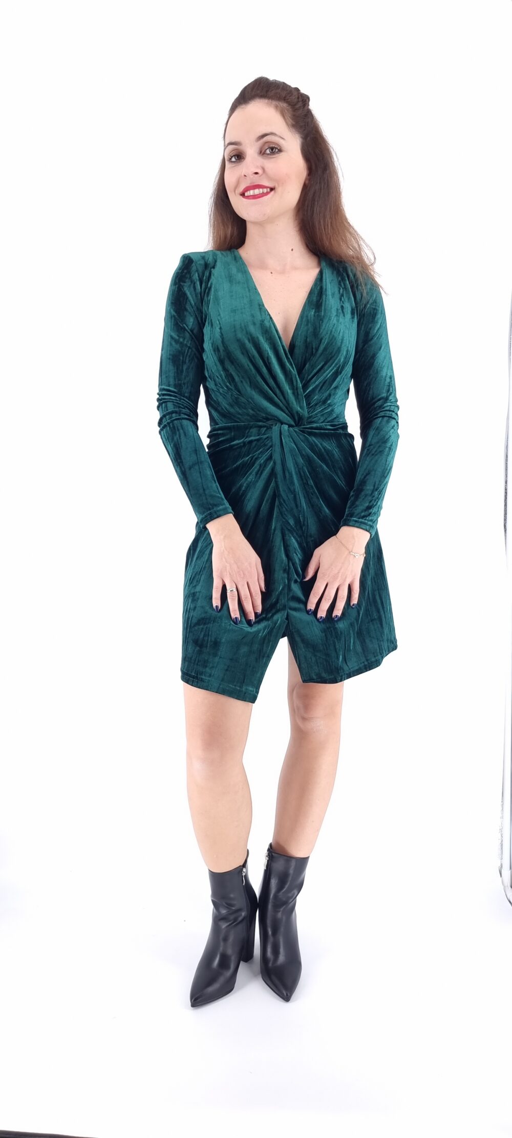 Φόρεμα βελουτέ κοντό πράσινο