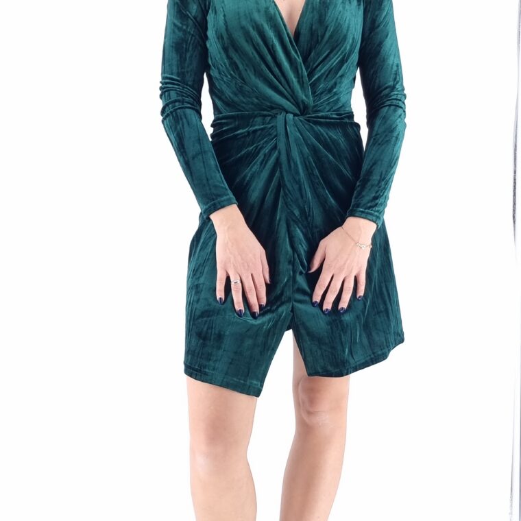 Φόρεμα βελουτέ κοντό πράσινο