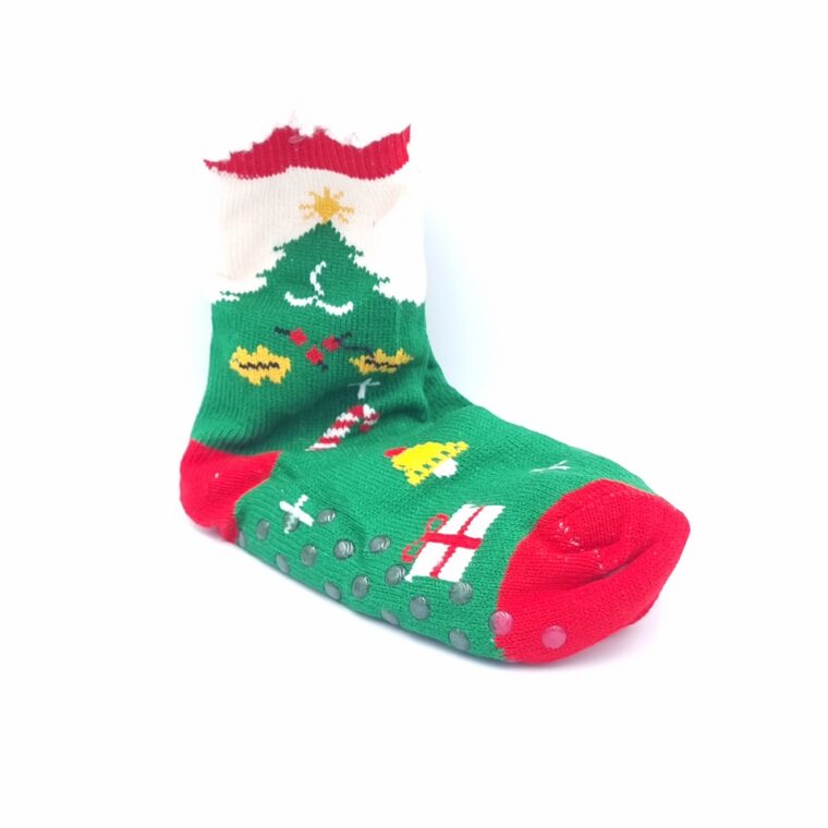Κάλτσες παντοφλάκια με μοτίβο χριστουγεννιάτικα δώρα πράσινο