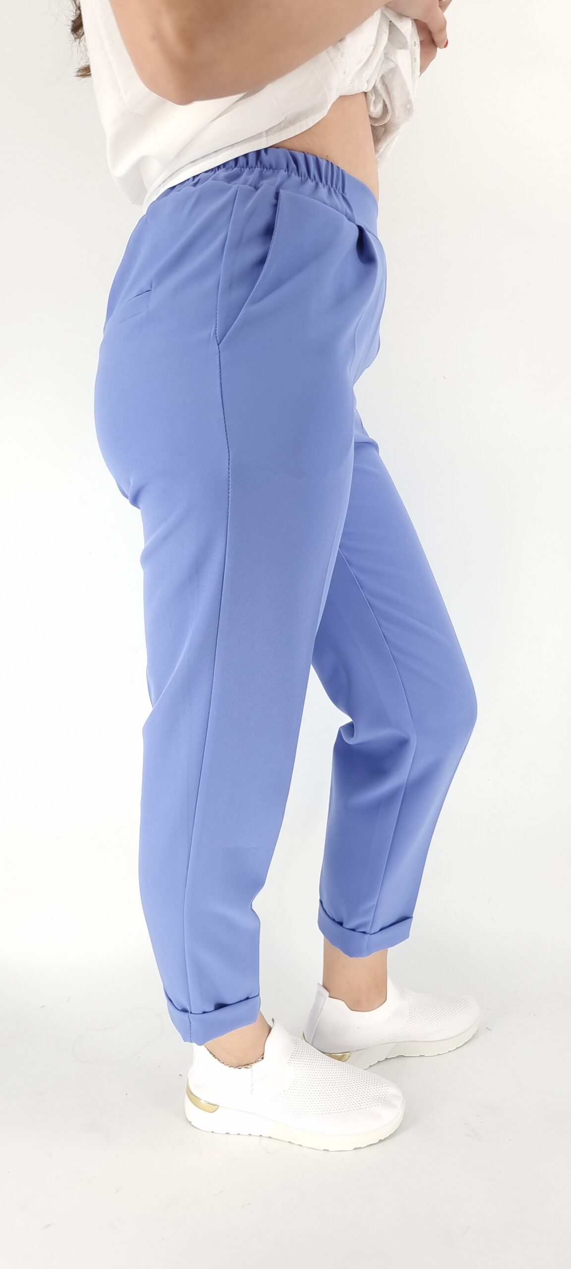 Παντελόνι σε ίσια γραμμή με λάστιχο στη μέση μπλε μωβ