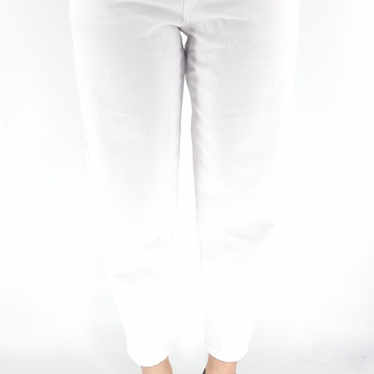 Άσπρο ελαστικό τζιν παντελόνι σε φαρδιά γραμμή