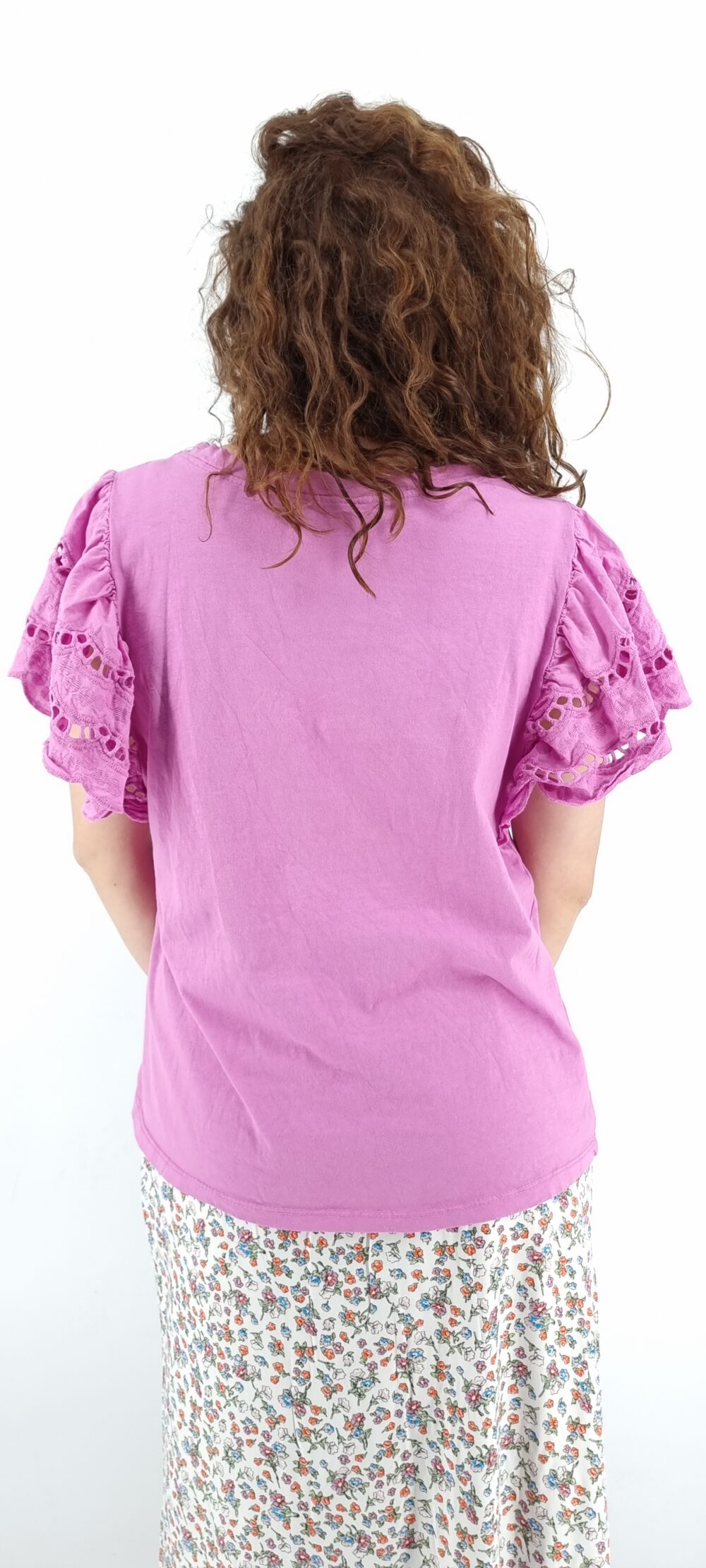 Μπλούζα με ιδιαίτερο κοντό μανίκι ροζ