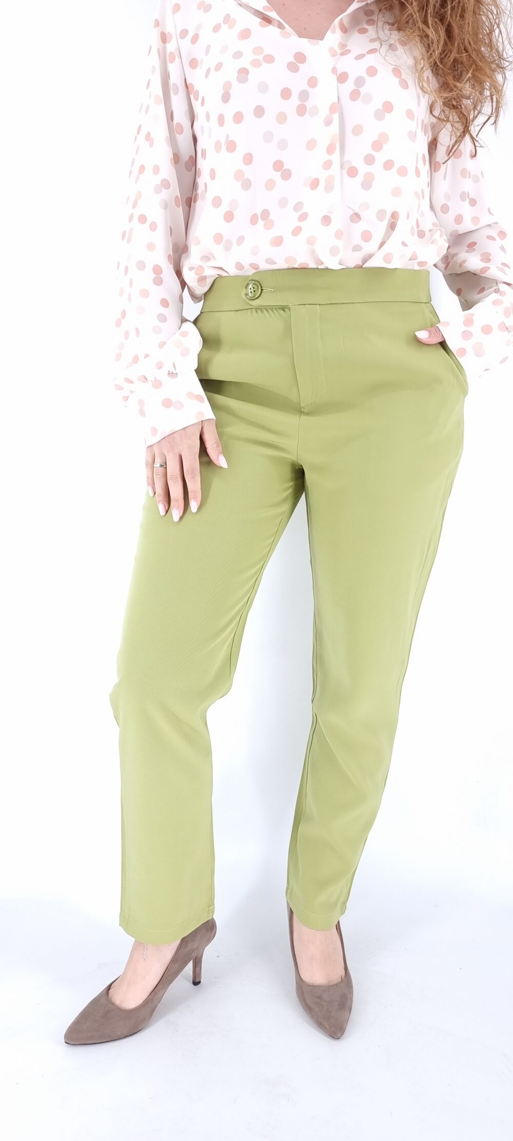 Σετ κουστούμι με σακάκι μακρύ και υφασμάτινο παντελόνι πράσινο