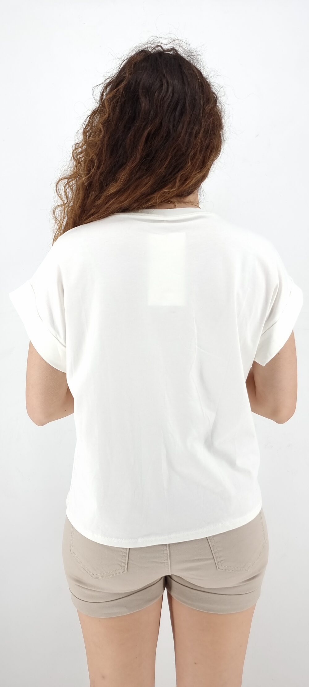 Τ-shirt άσπρο μακό βαμβακερό με μοτίβο χείλια και δάκρυα