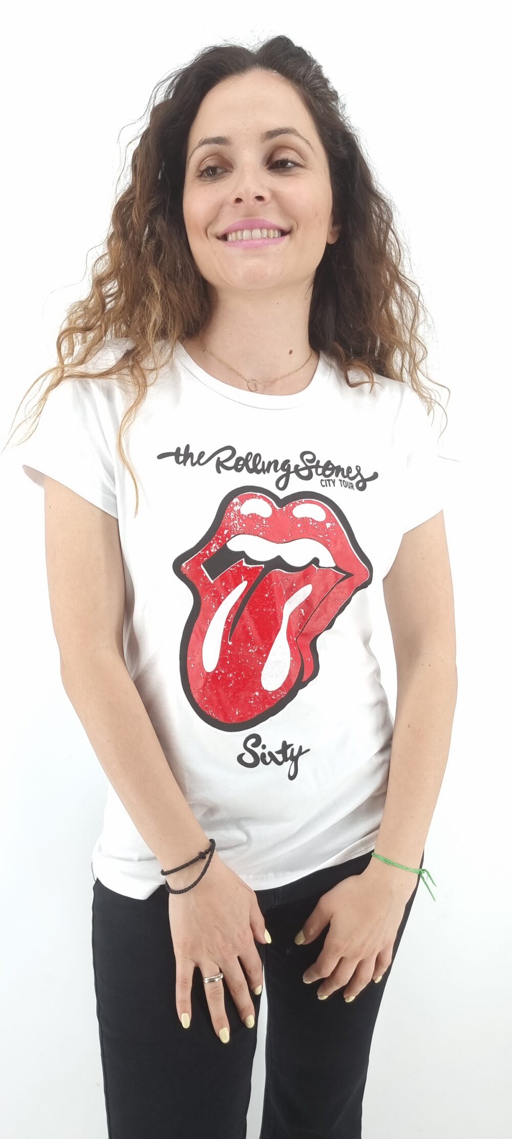 T-shirt βαμβακερό με στάμπα rolling stones άσπρο