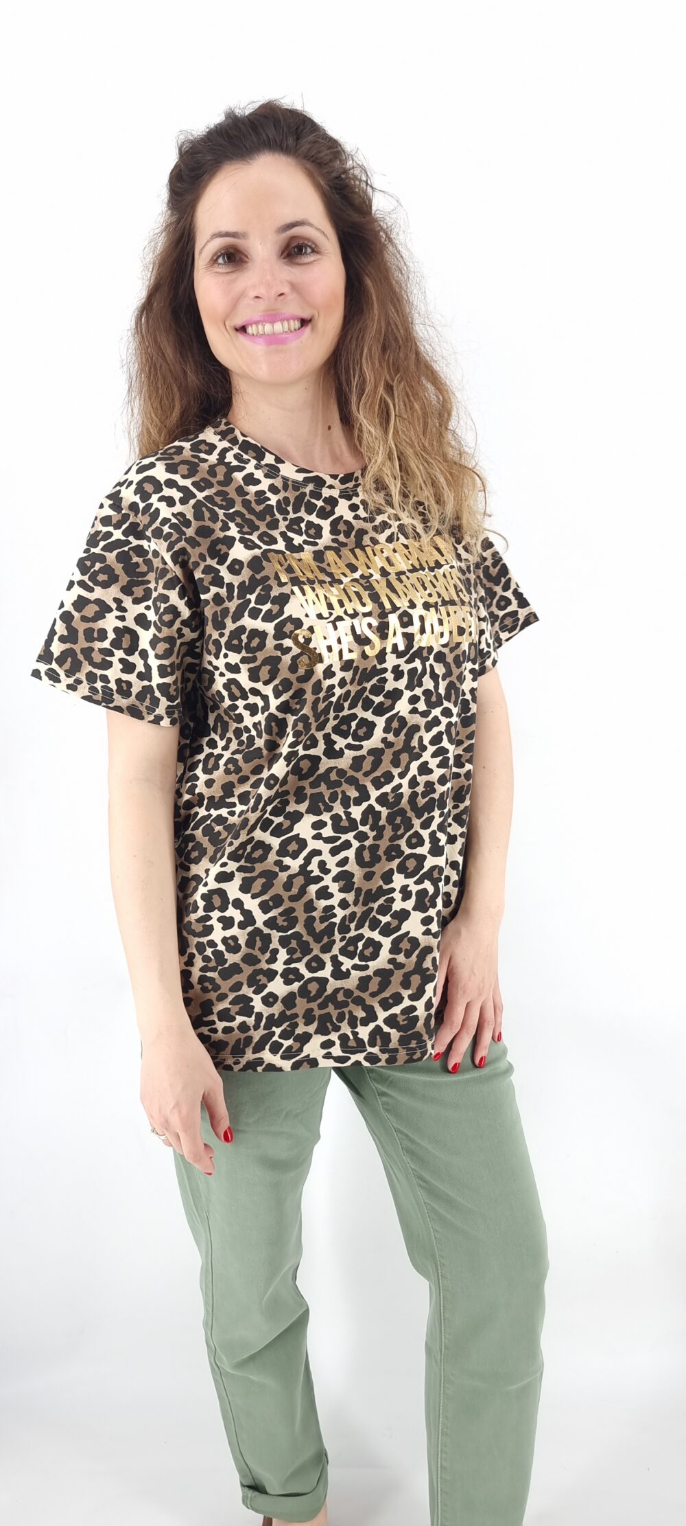 T-shirt με animal print μοτίβο καφέ