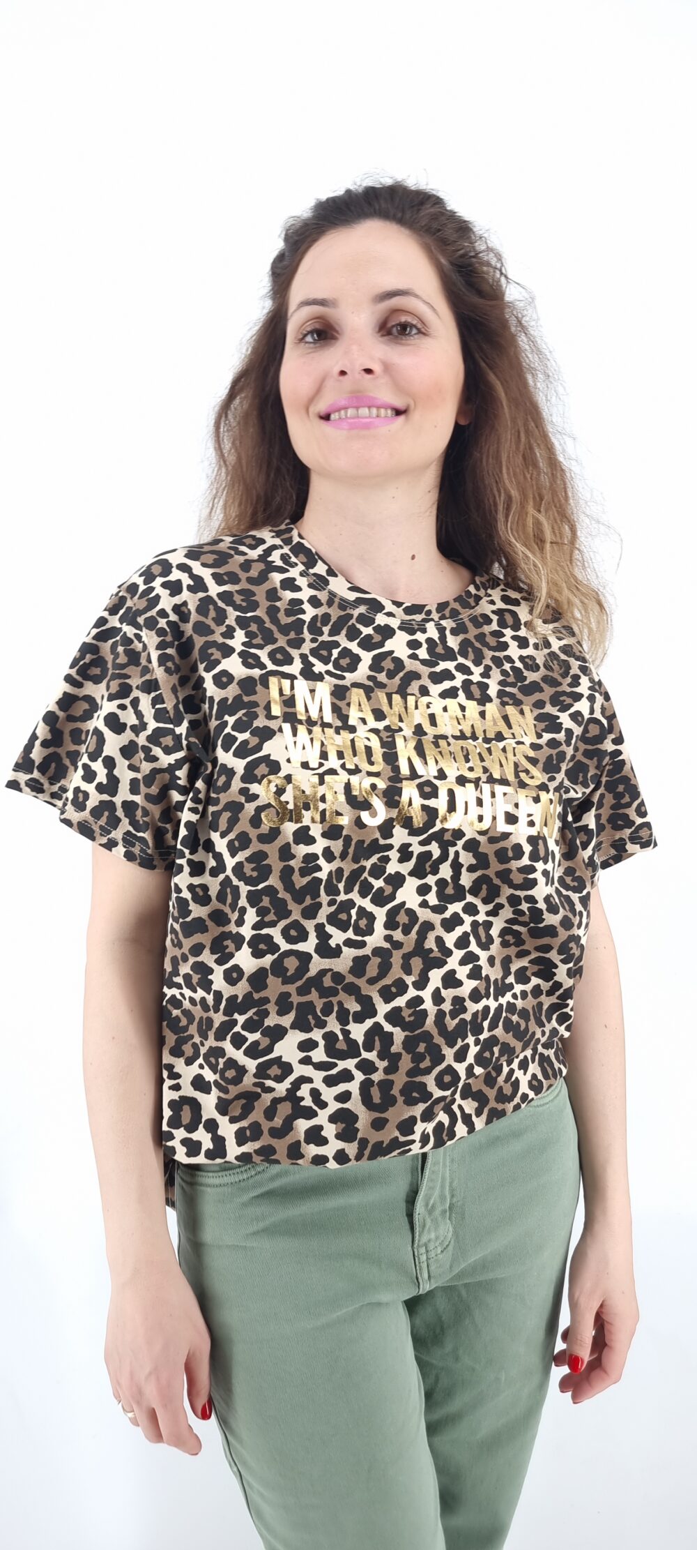 T-shirt με animal print μοτίβο καφέ