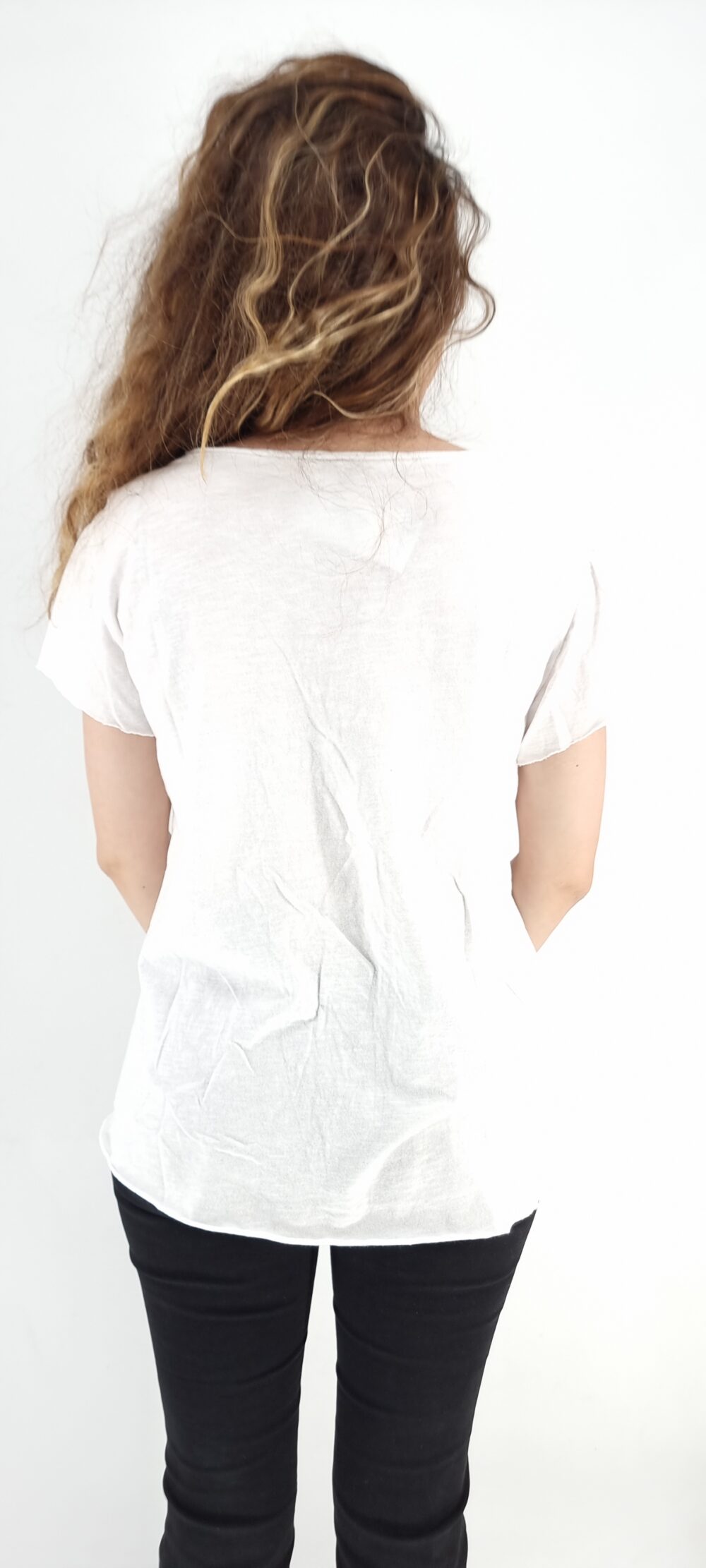 Άσπρο βαμβακερό t-shirt με στάμπα