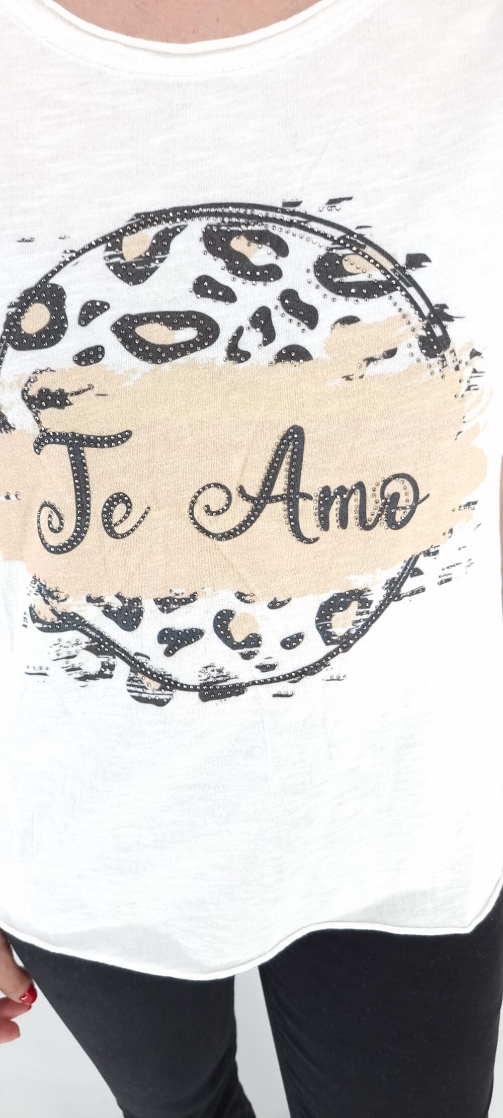 Άσπρο βαμβακερό t-shirt με στάμπα