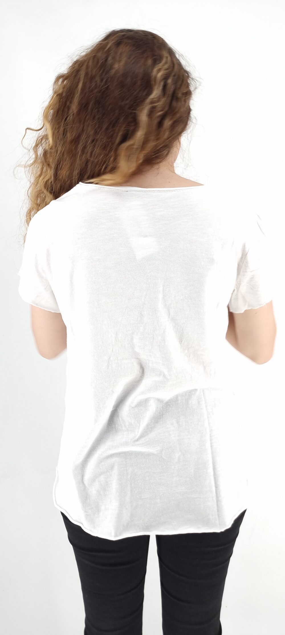 Άσπρο βαμβακερό t-shirt με στάμπα ελεφαντάκι