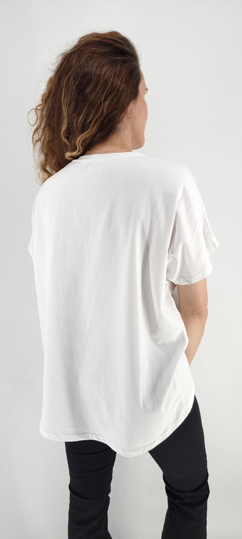 Άσπρο βαμβακερό t-shirt με μοτίβο τίγρη