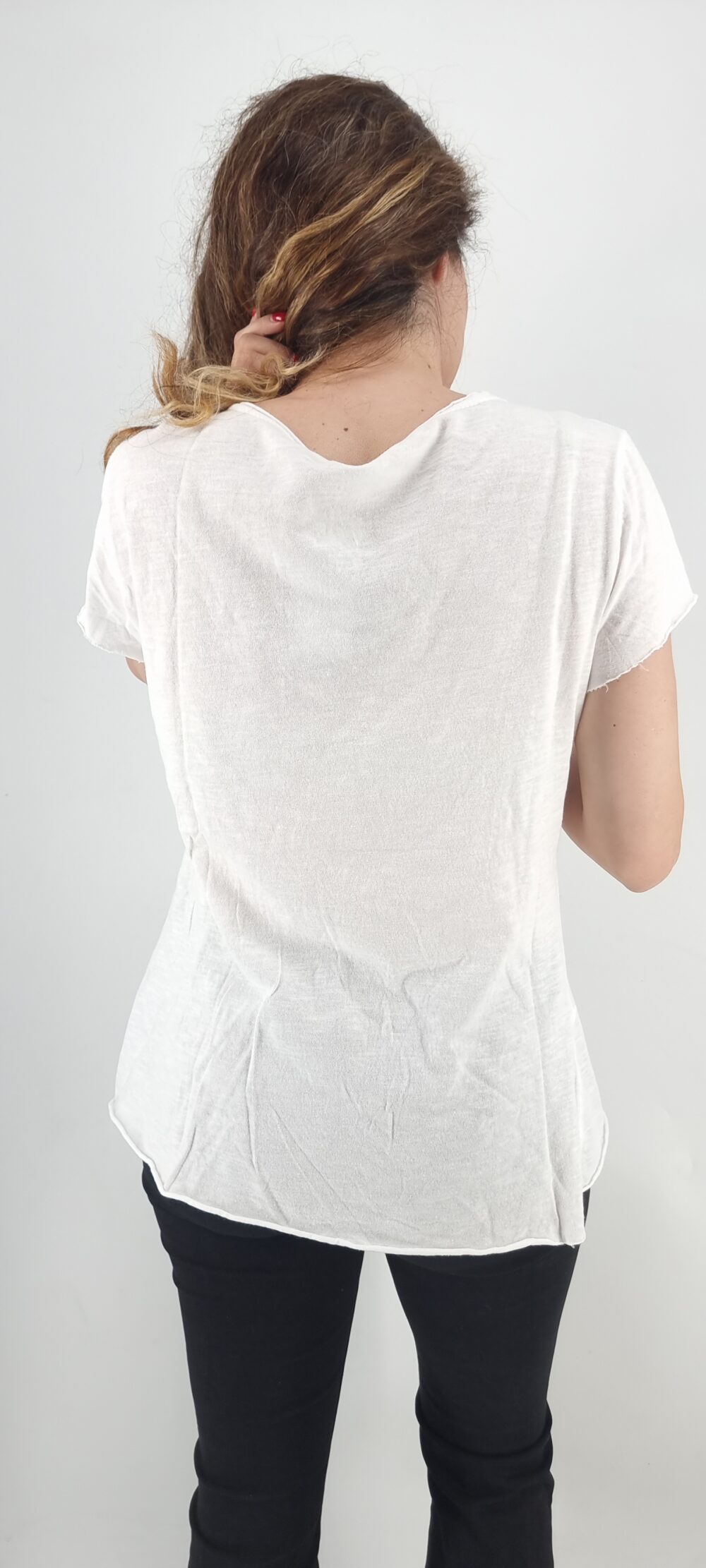 Άσπρο βαμβακερό t-shirt με στάμπα δέντρο
