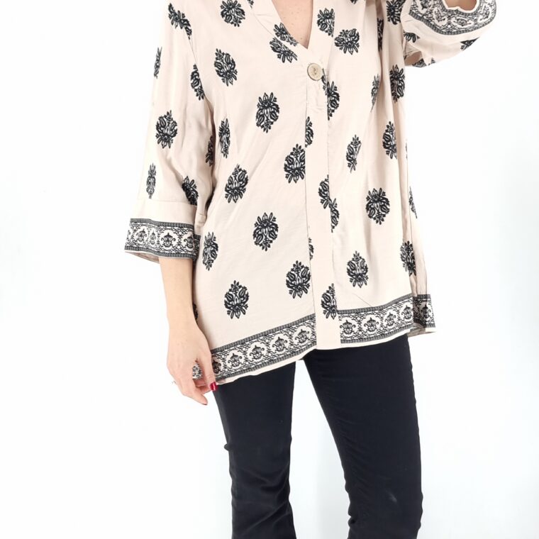 Πουκάμισο βαμβακερό με σχέδια άσπρο