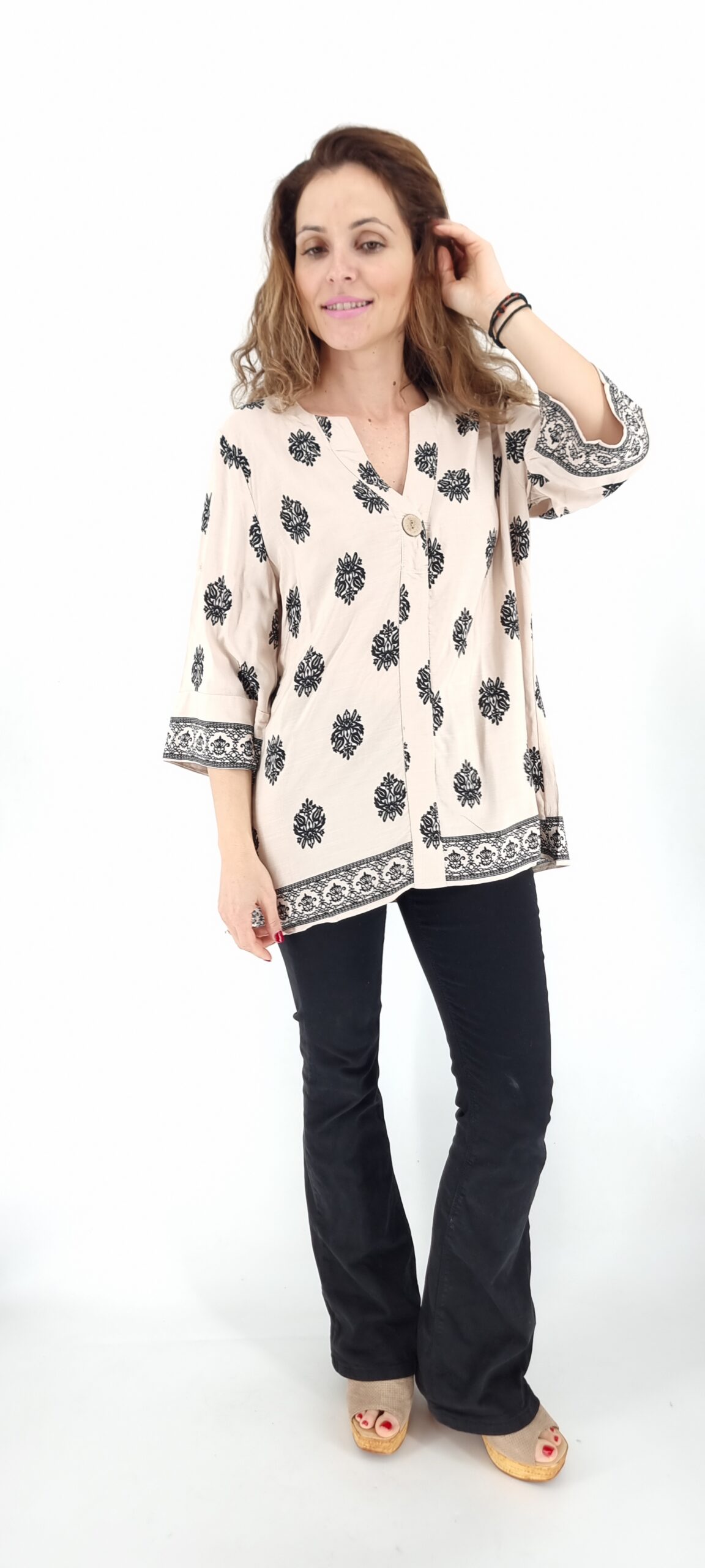 Πουκάμισο βαμβακερό με σχέδια άσπρο