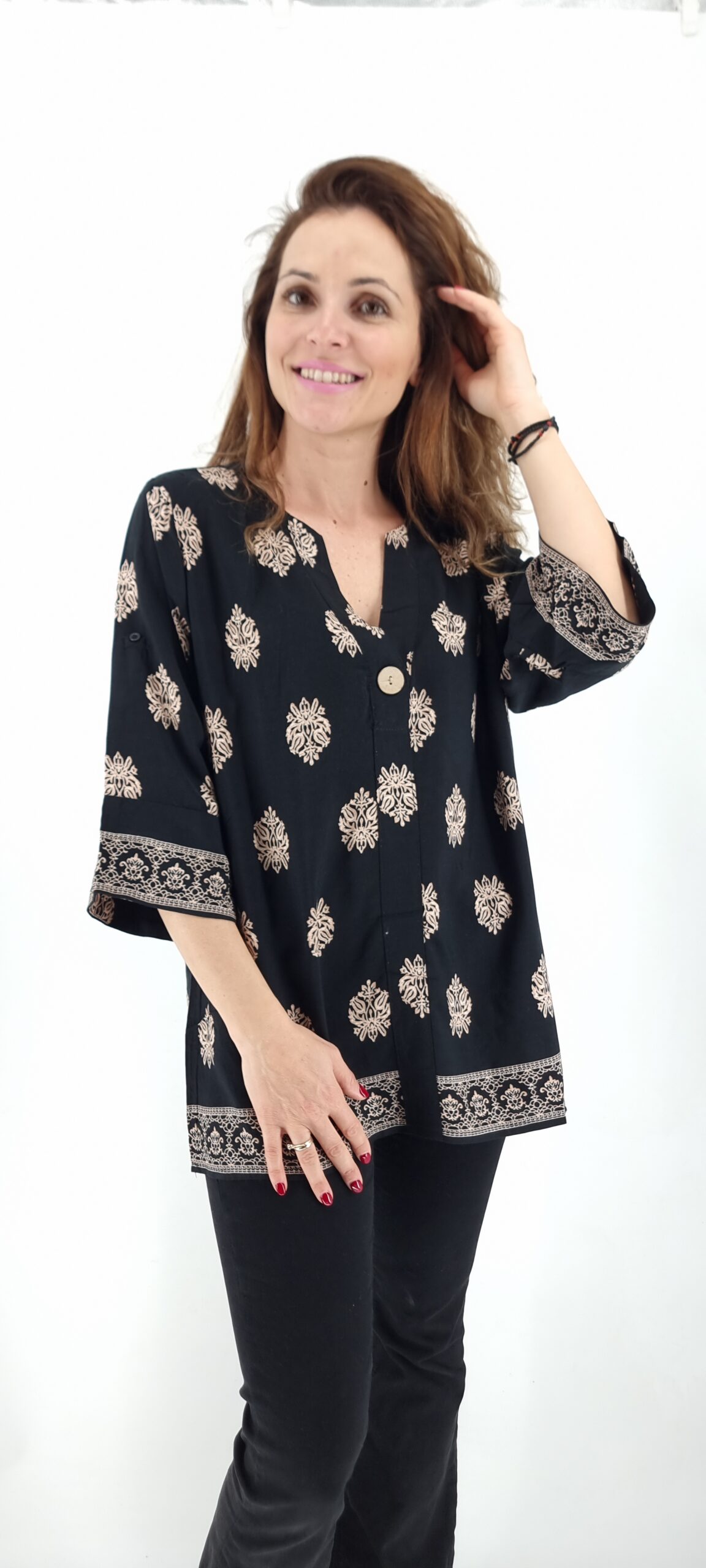 Πουκάμισο βαμβακερό με σχέδια  μαύρο