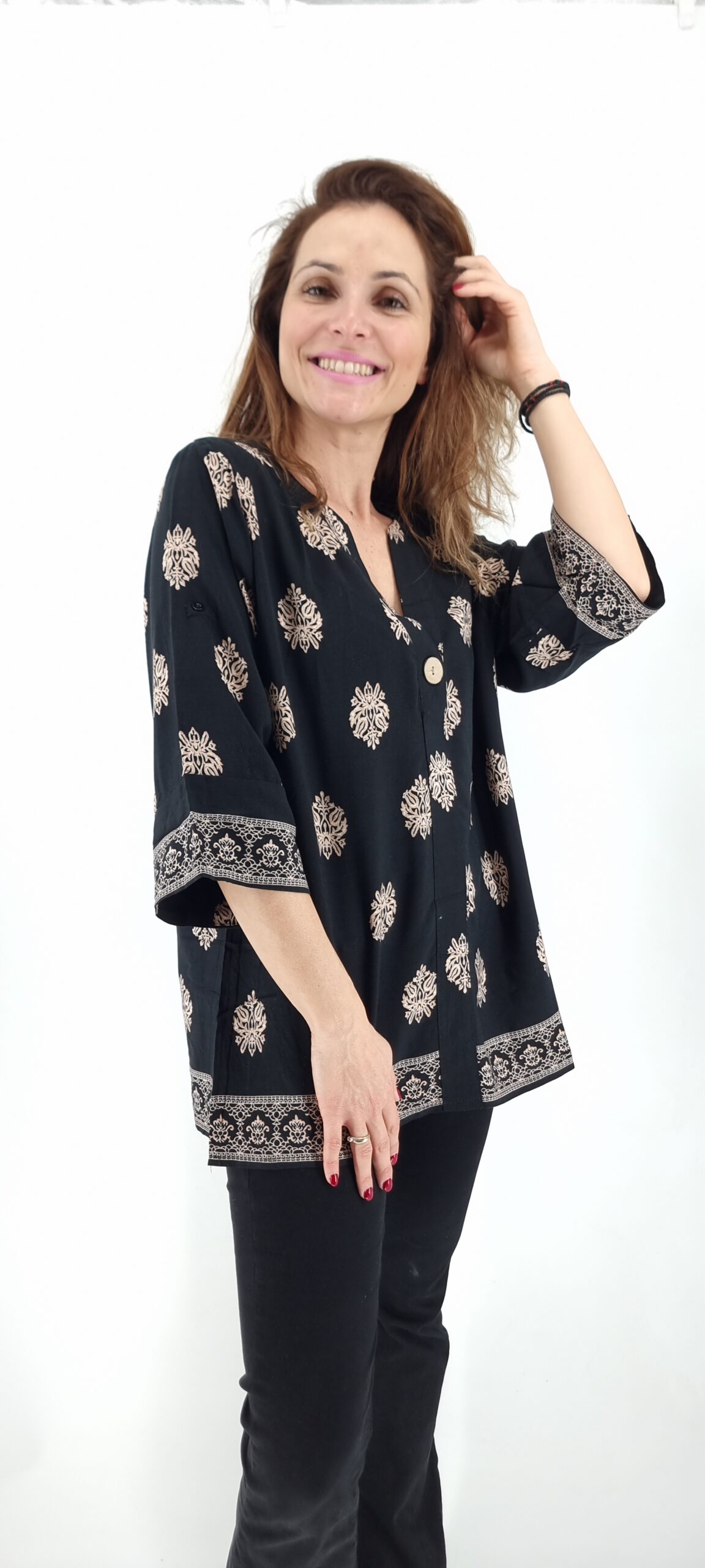 Πουκάμισο βαμβακερό με σχέδια μαύρο Πουκάμισο βαμβακερό με σχέδια μαύρο