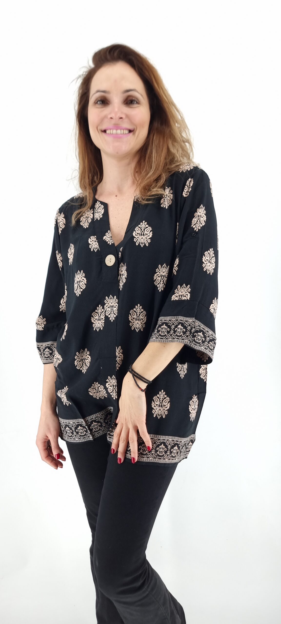 Πουκάμισο βαμβακερό με σχέδια μαύρο Πουκάμισο βαμβακερό με σχέδια μαύρο