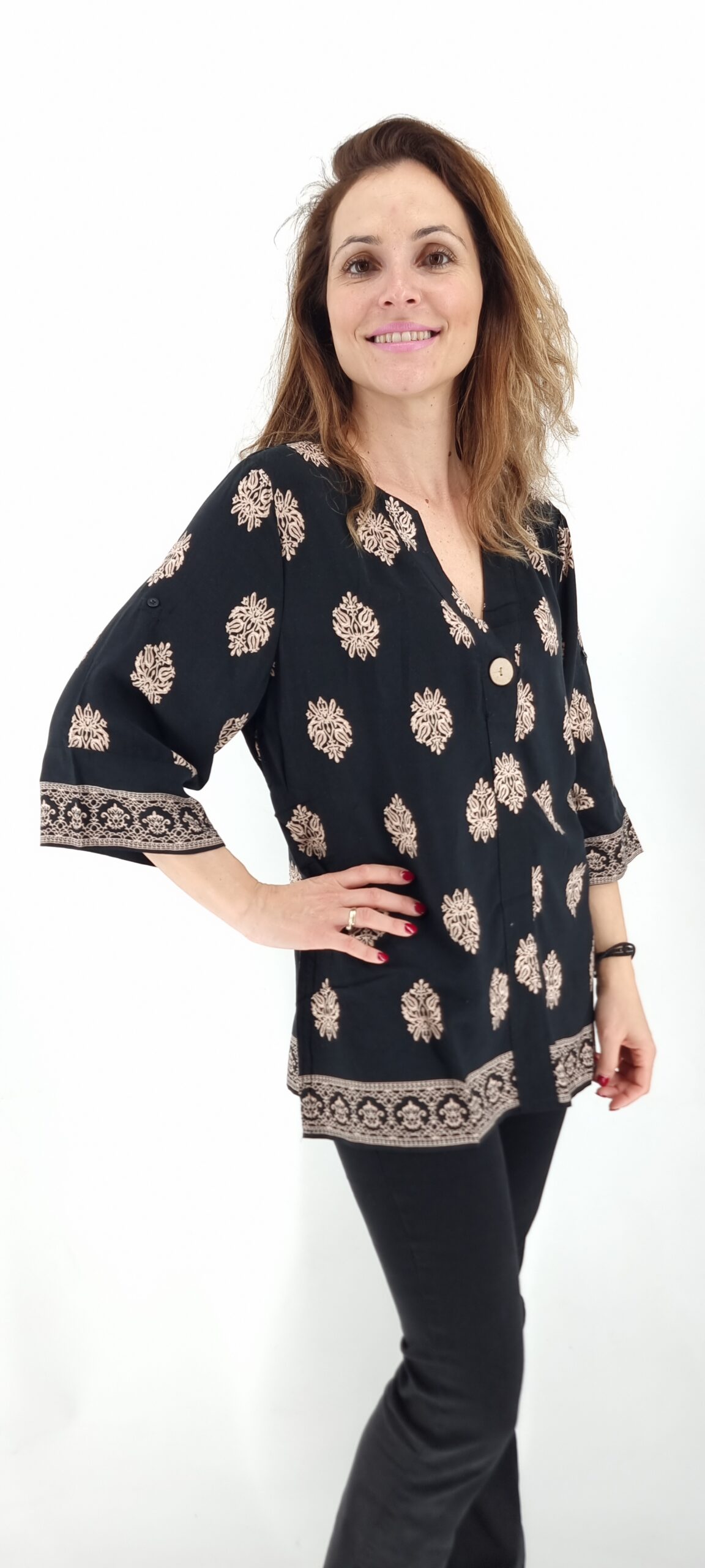 Πουκάμισο βαμβακερό με σχέδια μαύρο Πουκάμισο βαμβακερό με σχέδια μαύρο