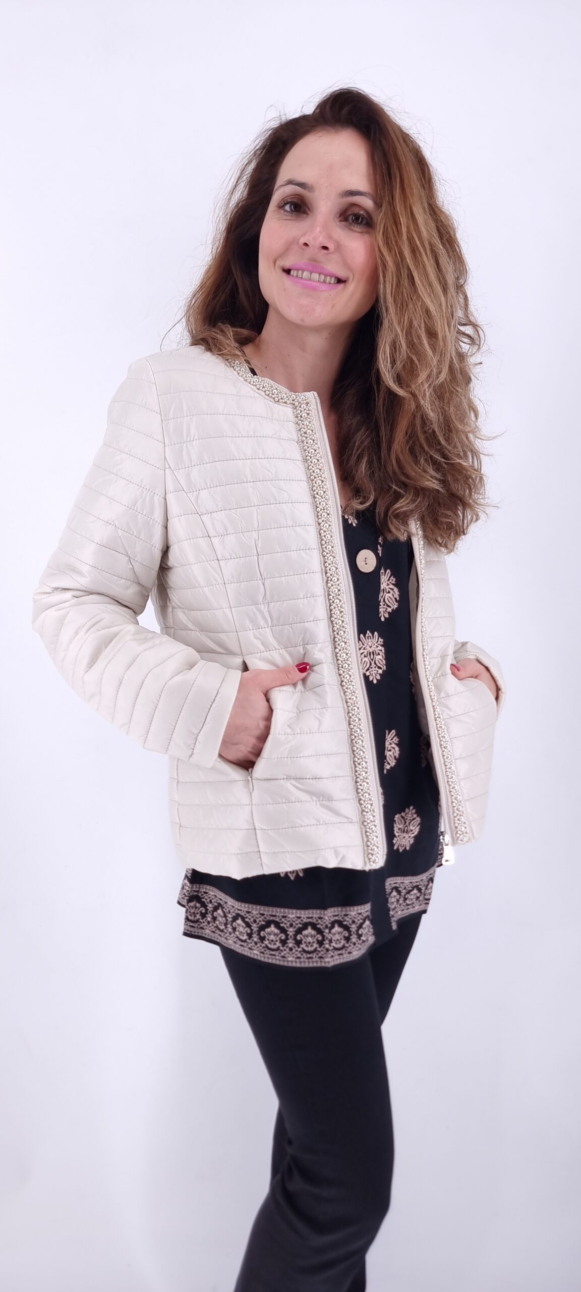 Πανοφώρι λεπτό εποχής με πέρλες μπεζ