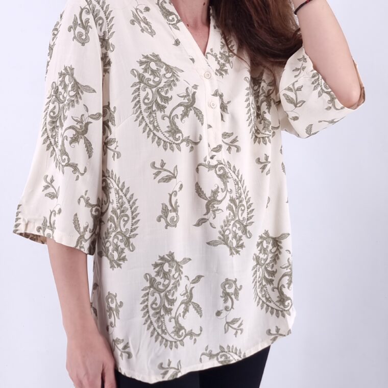 Πουκάμισο βαμβακερό με σχέδια χακί