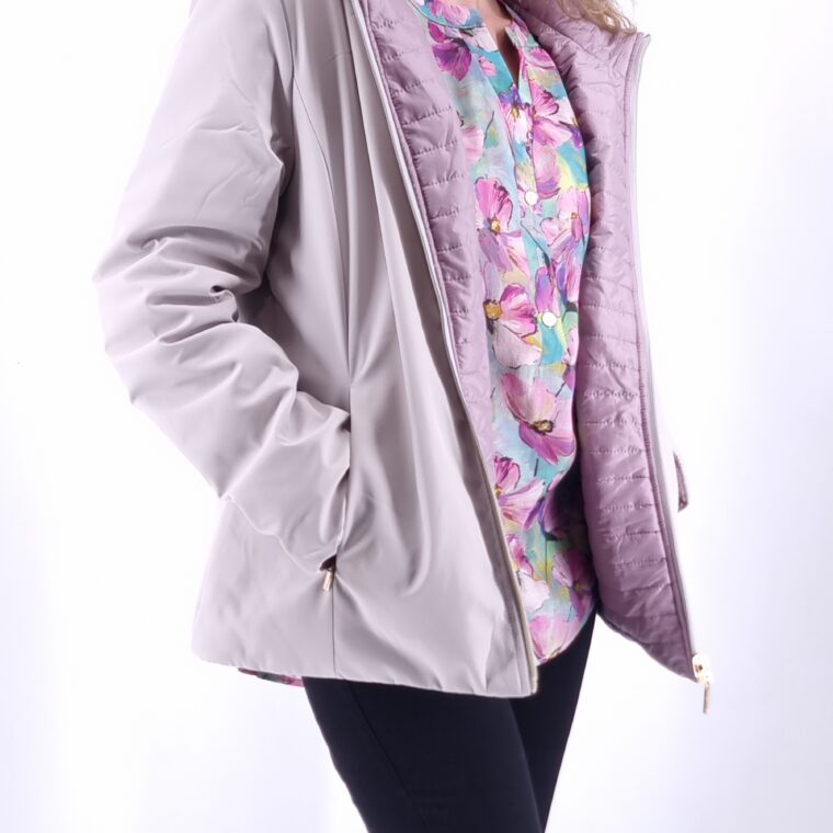 Καπαρτινάκι διπλής οψης,αποσπώμενη κουκούλα κ τσέπες   μπεζ-σάπιο μήλο