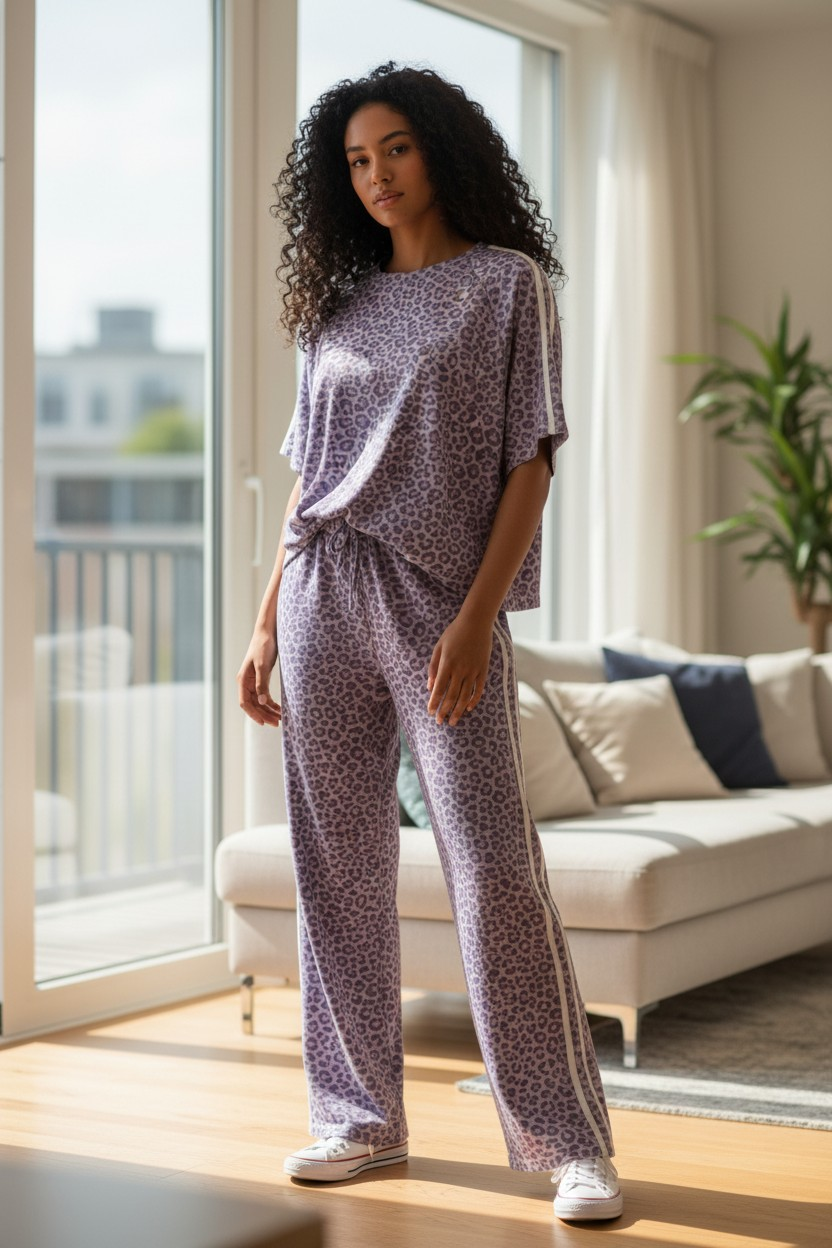 Σετ φόρμας λεοπάρ μωβ